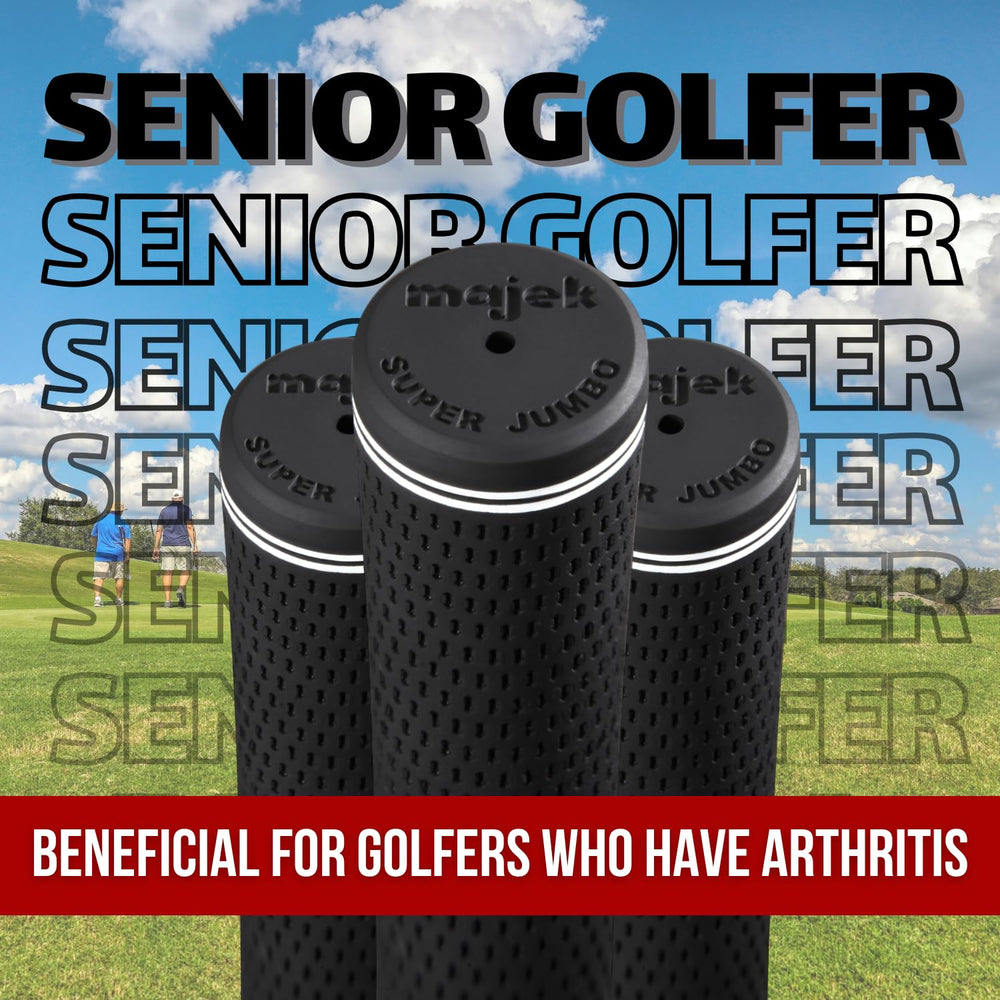 Majek grips in a golf bag lifestyle image showing ready-to-play convenience