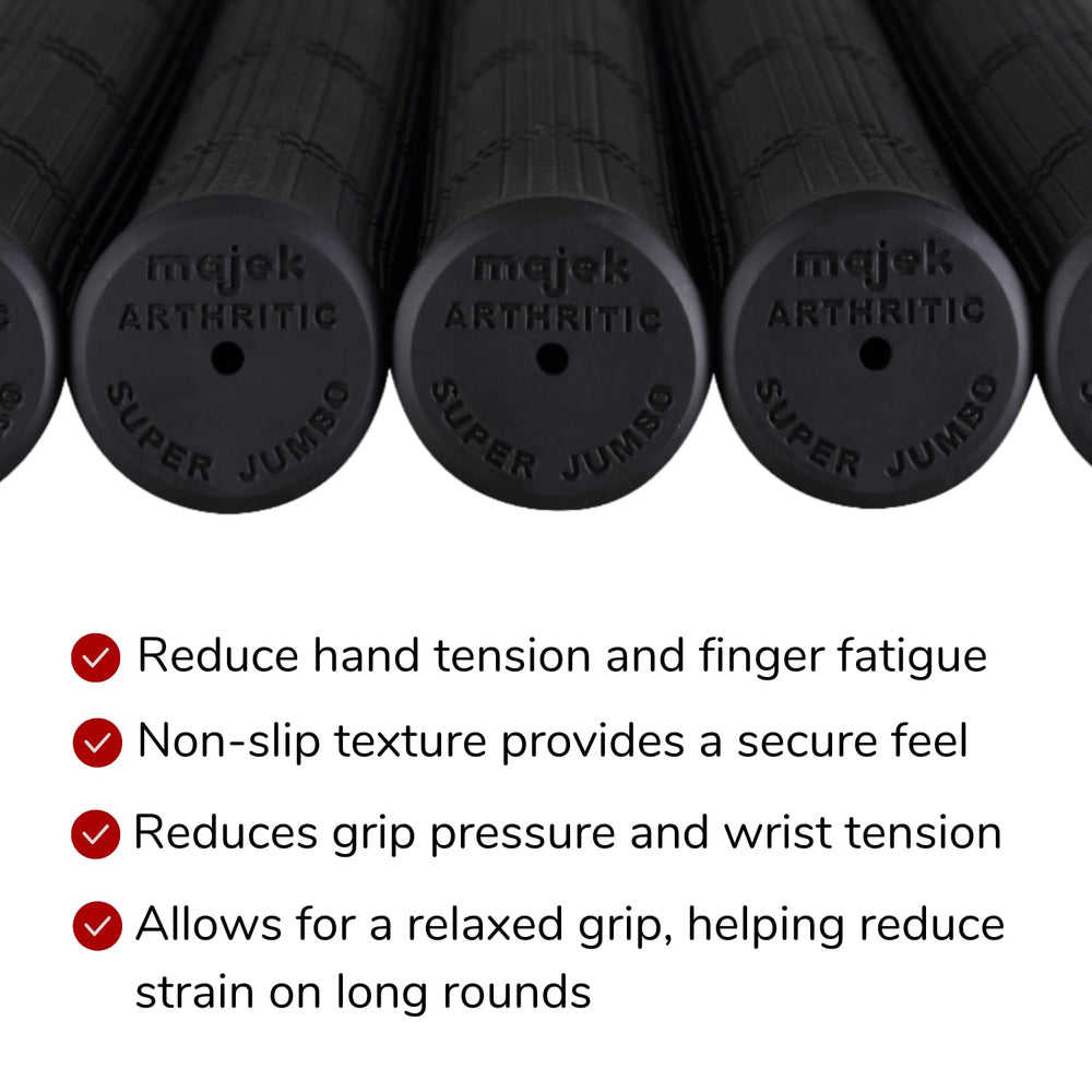 Majek grip in hand demonstrating comfortable large diameter for seniors and players with arthritic hands
