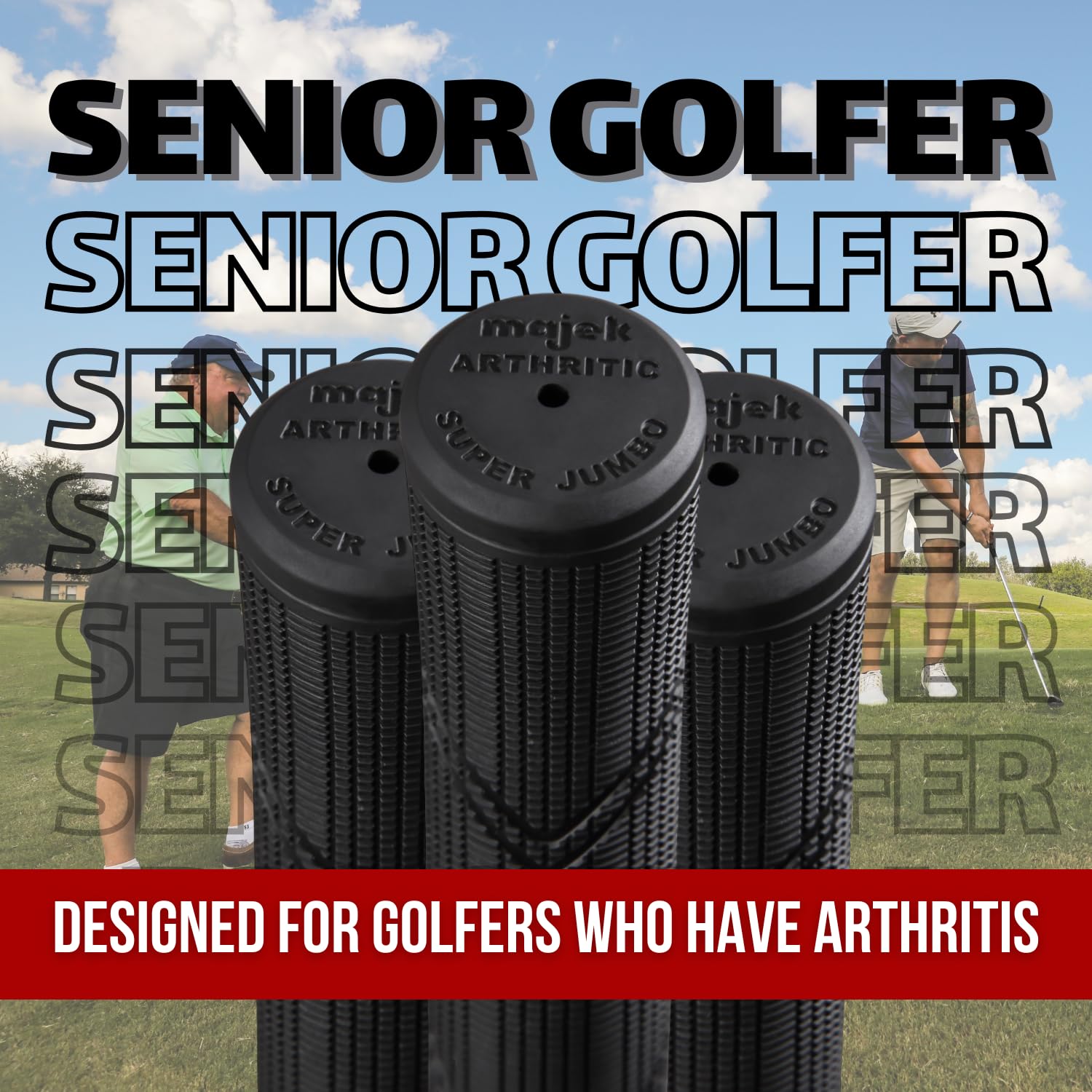Majek grips installed on irons and woods in a bag showing consistent feel across the full set