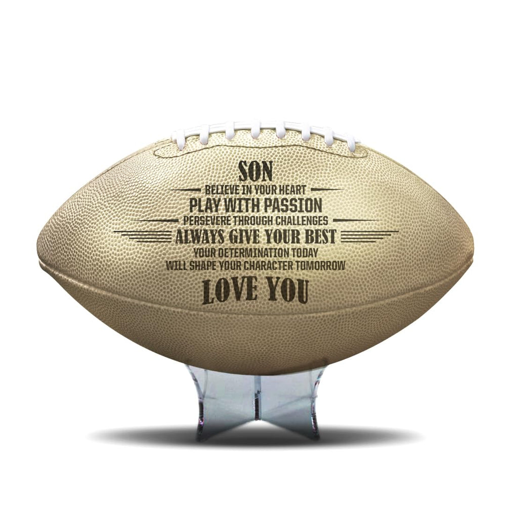 MAKEABALL front view showing metallic gold finish and printed quote benefit: memorable gift