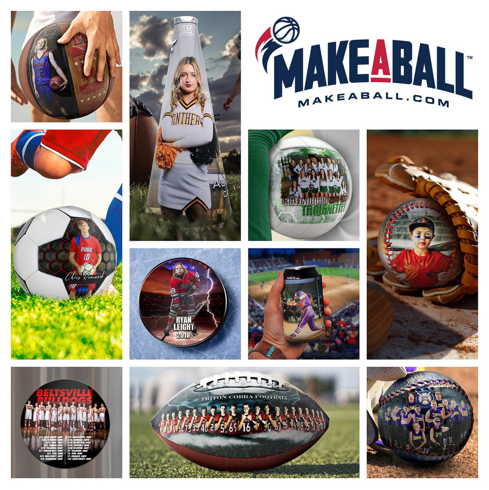 MAKEABALL held in hand showing regulation 11-inch scale benefit: authentic size