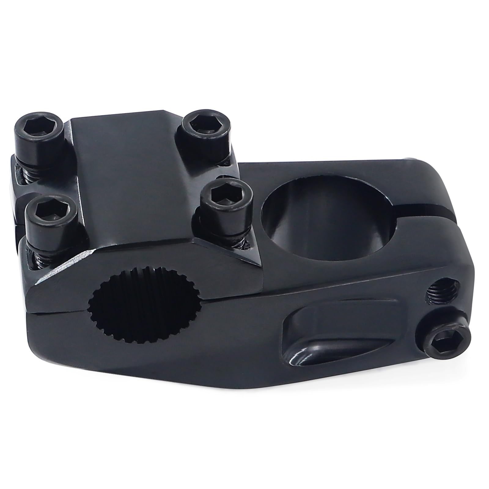 MAKELEN front view stem showing bright black finish and secure clamp benefit