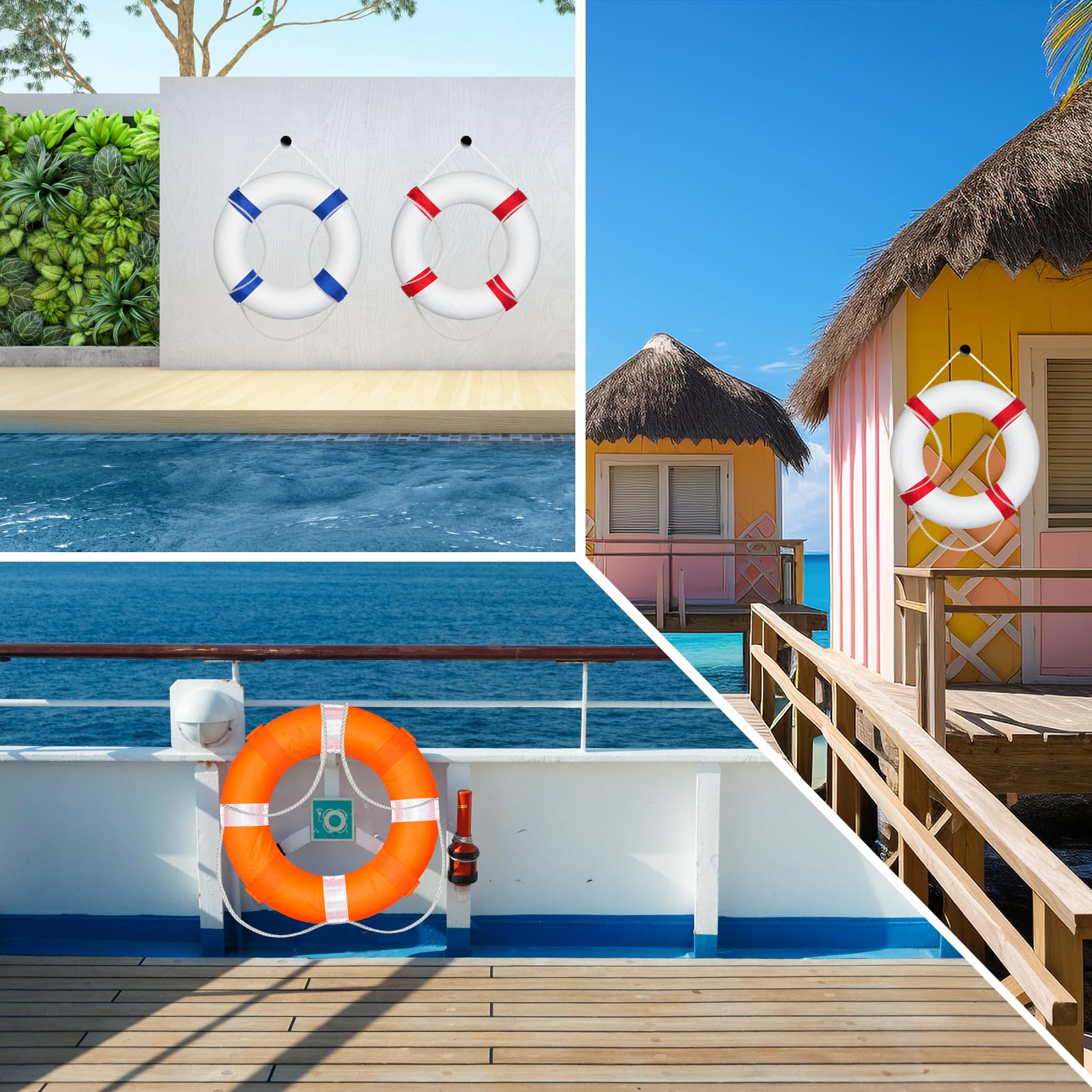 MAKUQI life ring mounted on dock wall for ready access and decorative nautical look
