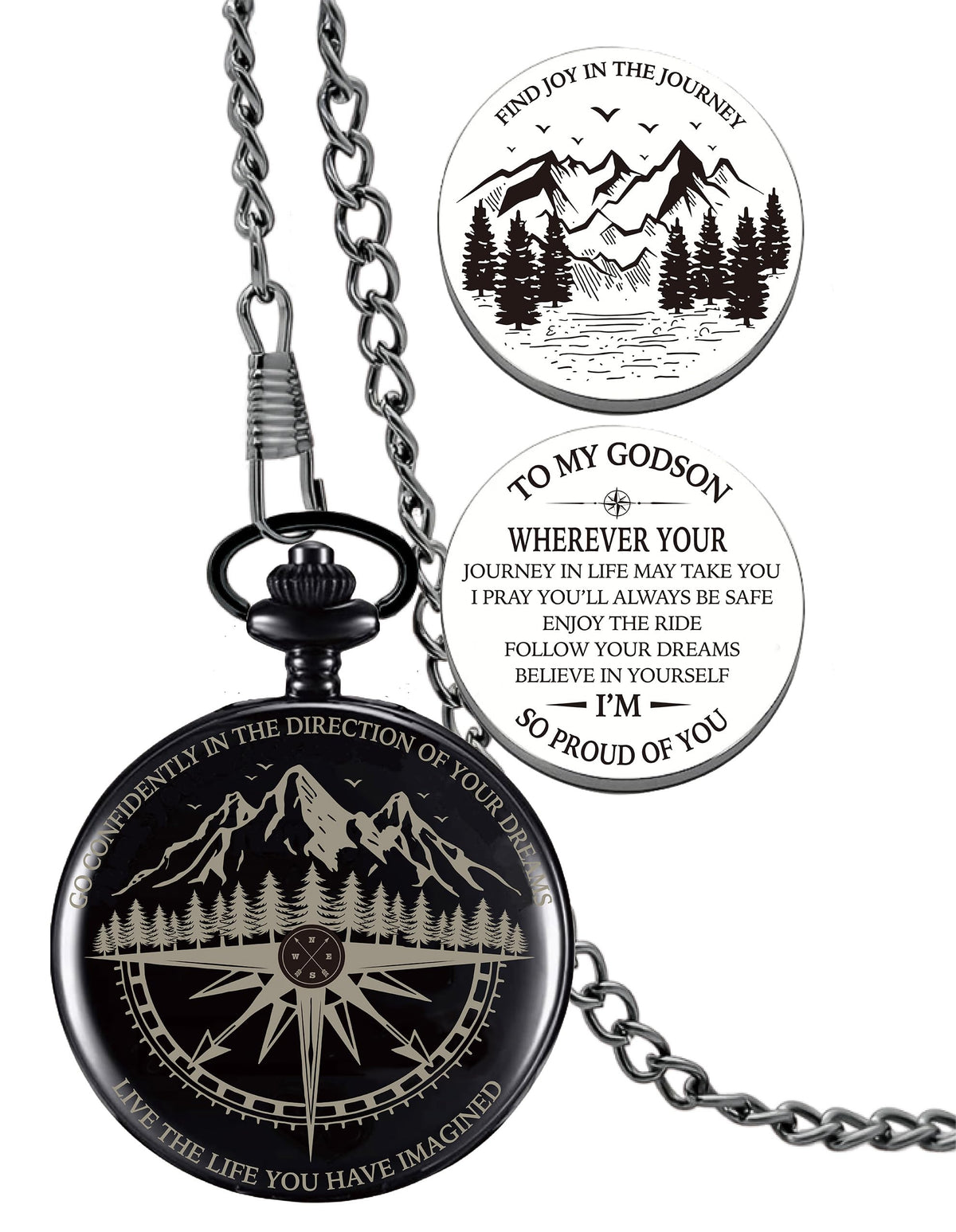 MALLAbyLAMMA front view pocket compass showing polished finish and portability