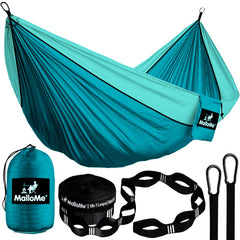MalloMe hammock front view showing full spread and compact design benefit portability