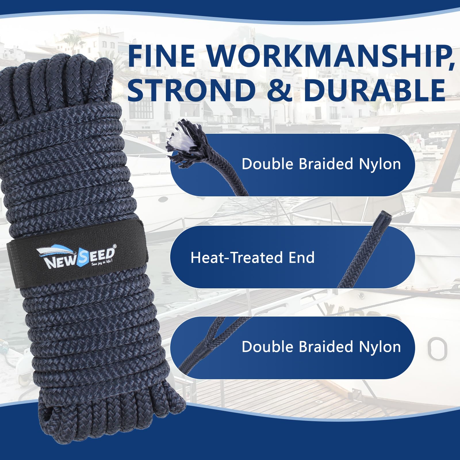 MALZE NEWSEED rope sheath texture close-up highlighting soft double-braid for reduced chafe and comfort
