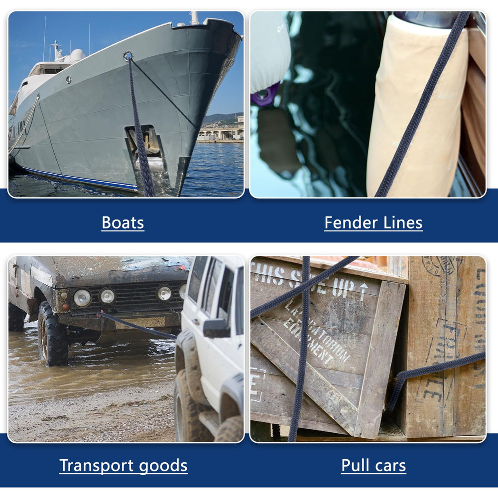 MALZE NEWSEED dock lines bundled with self-fastening ties demonstrating tidy storage and tangle-free benefit
