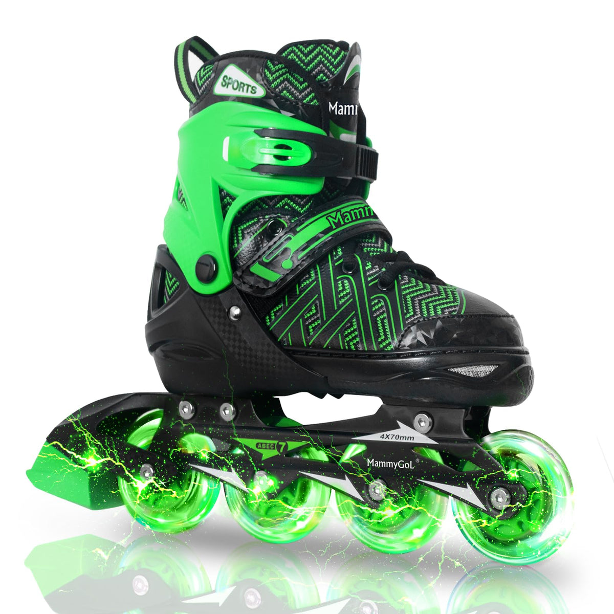 MammyGol front packaging showing stamped logo and complete skate set, ready to gift