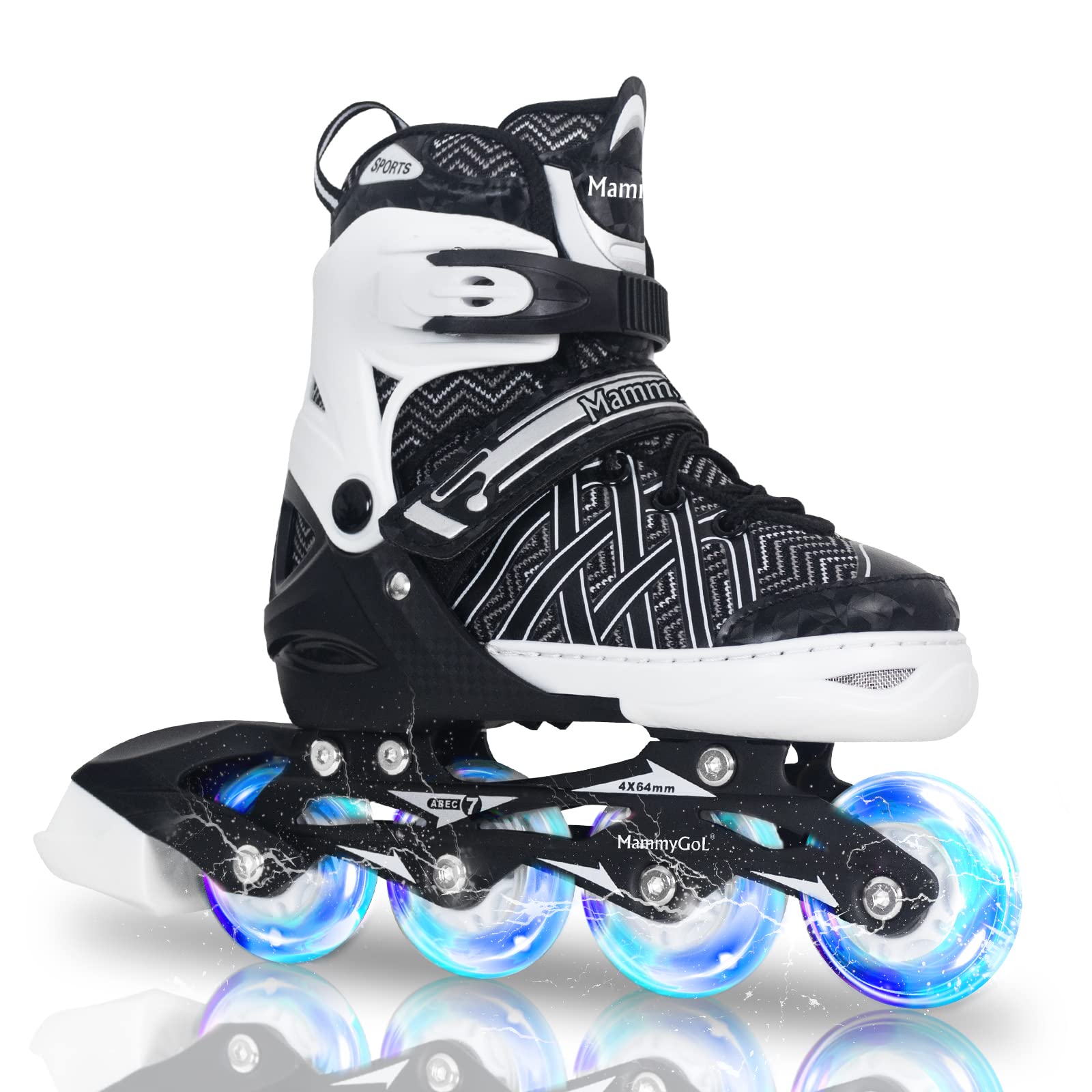 MammyGol front profile black skate showing secure fit and comfort