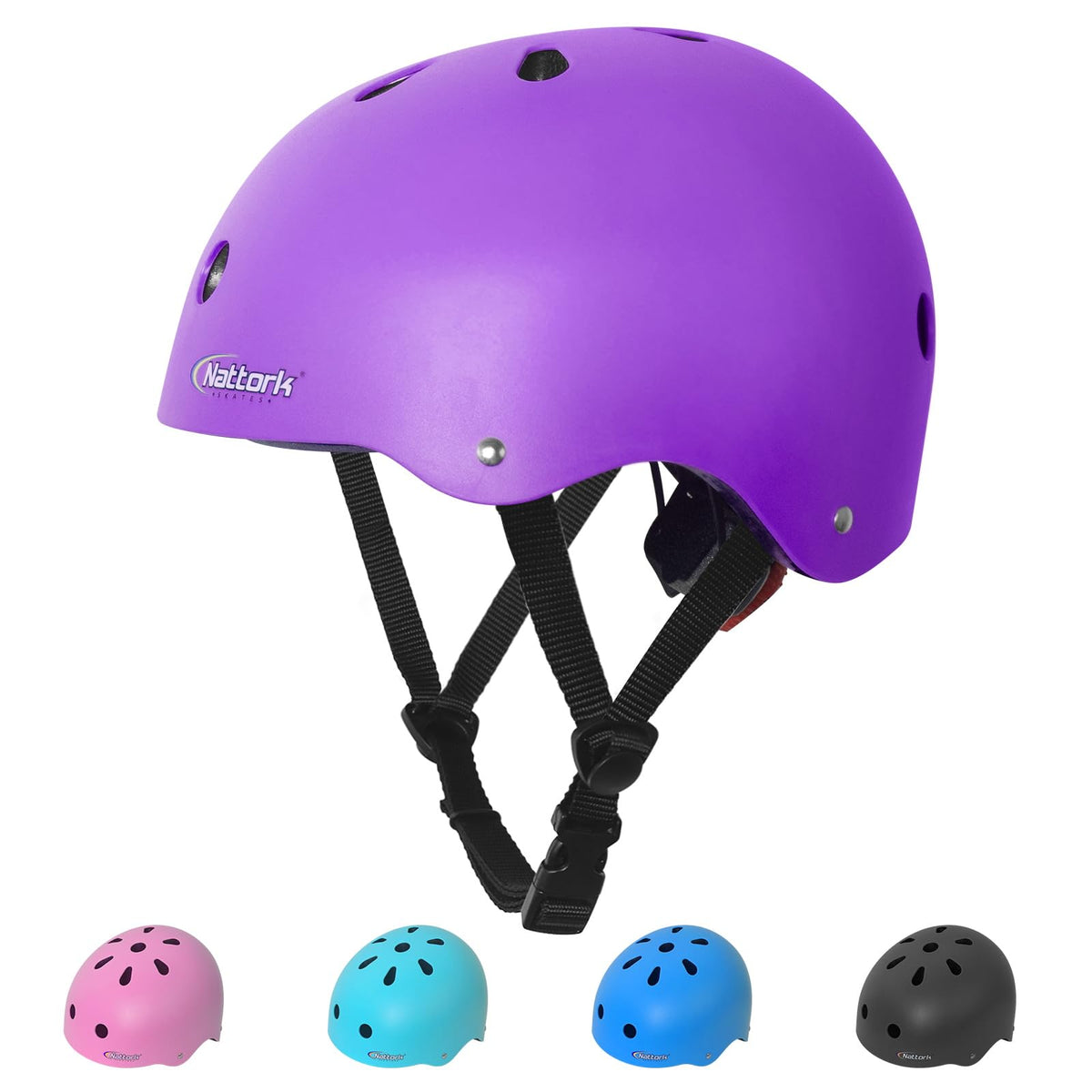 MammyGol front view helmet showing purple shell and clear protection