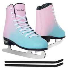 mammygol front view white figure skate showing supportive high-top and style