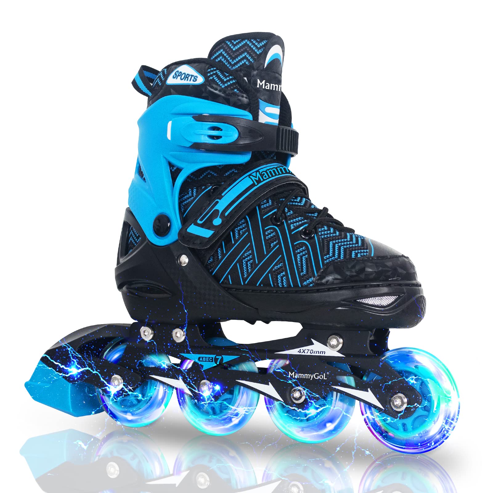 MammyGol front view showing skate profile and stable toe box for confidence