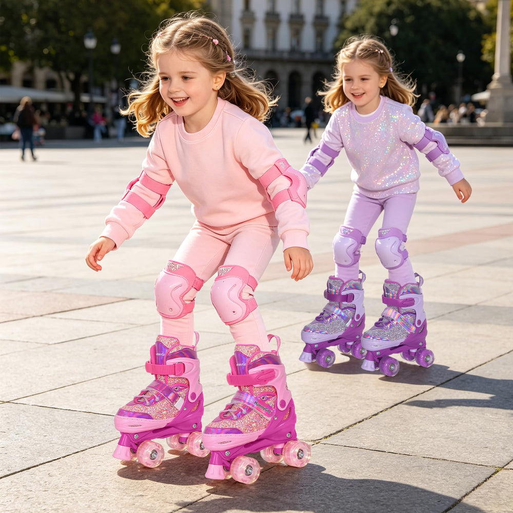 MammyGol child wearing skates outdoors showing confidence while learning