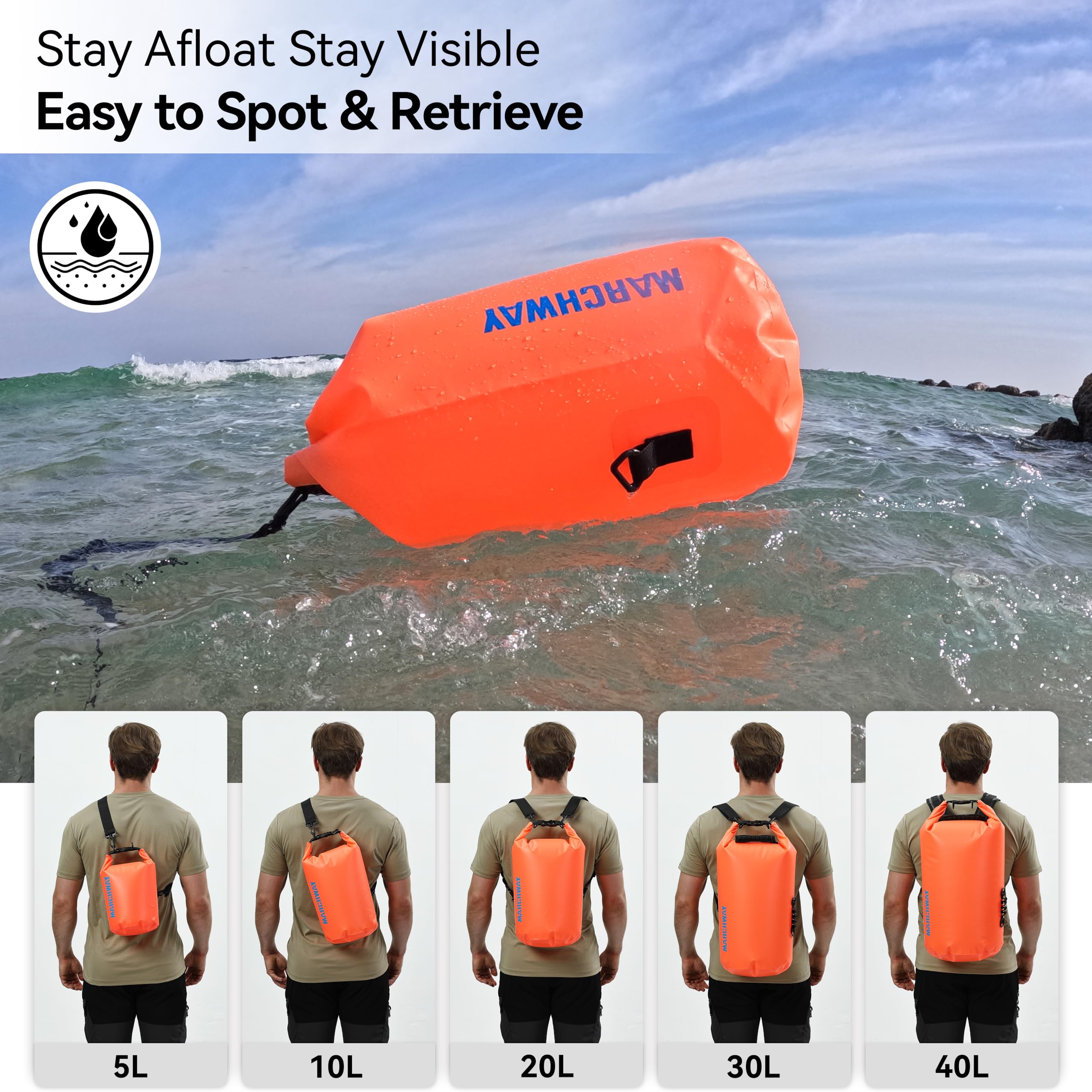 MARCHWAY backpack straps and heavy-duty buckle showing comfortable carry support