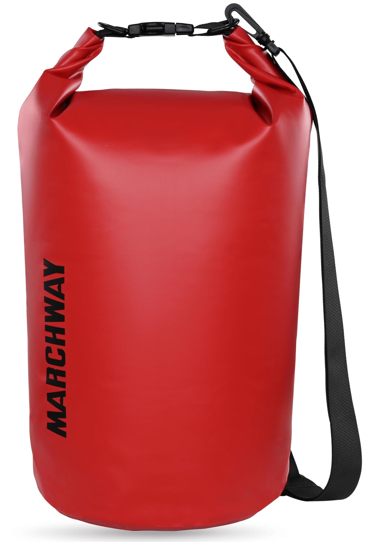 MARCHWAY front view roll-top closed showing waterproof seal and quick closure benefit