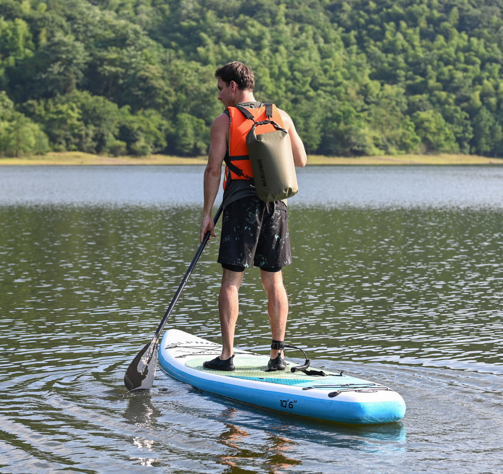MARCHWAY attached to kayak deck with D-ring showing secure on-water attachment