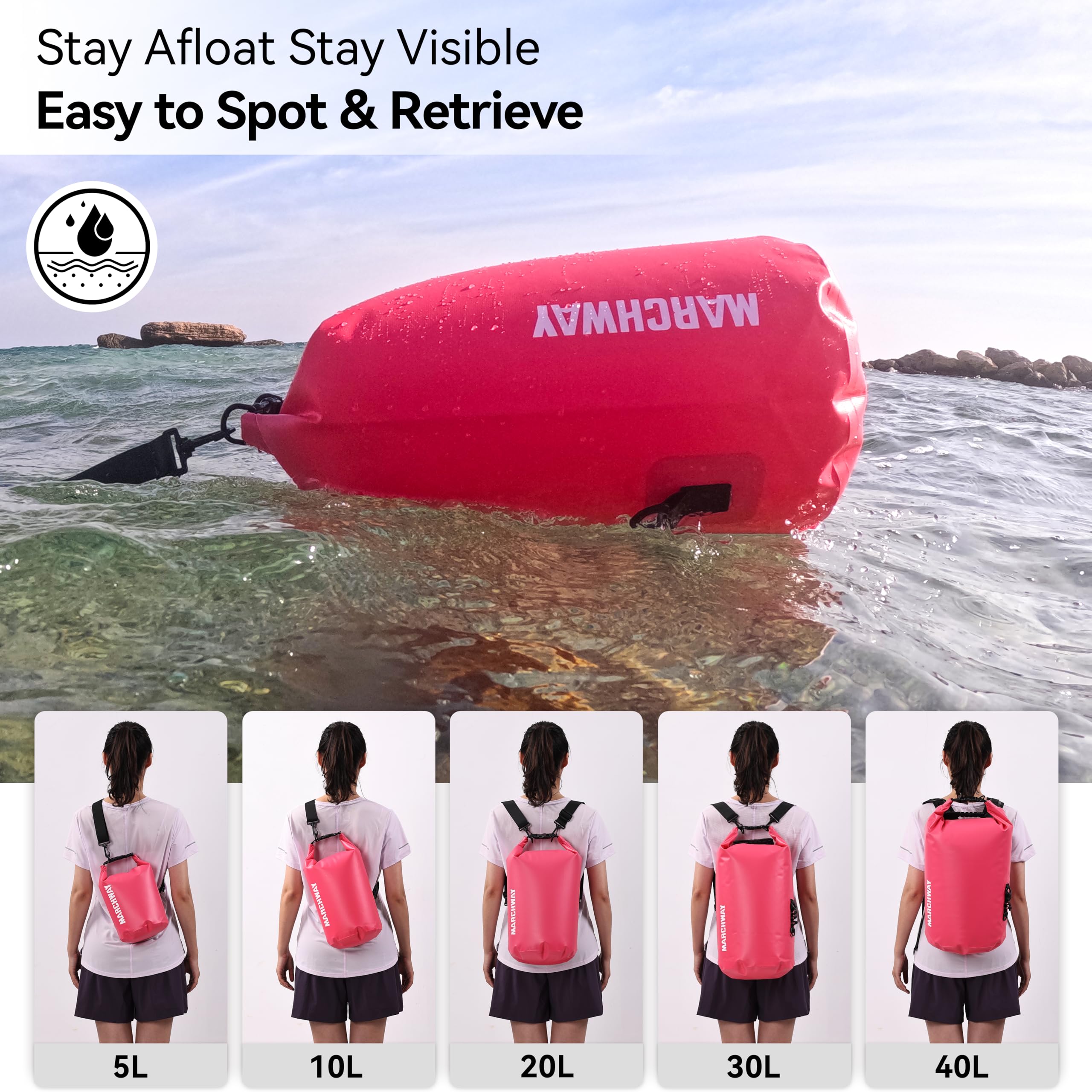 MARCHWAY floating on water showing visible buoyancy for quick retrieval