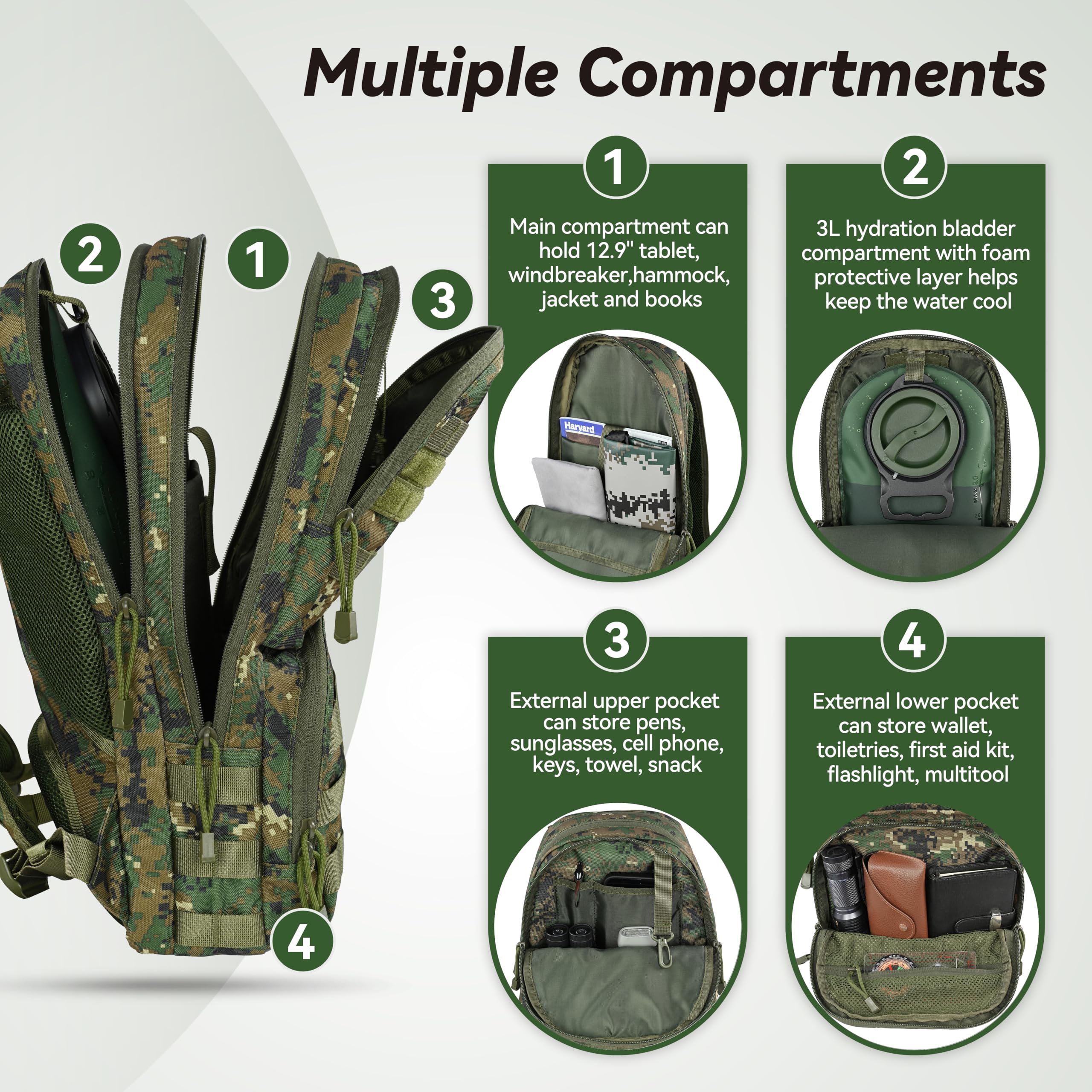 MARCHWAY MOLLE webbing and exterior pockets for modular gear attachment