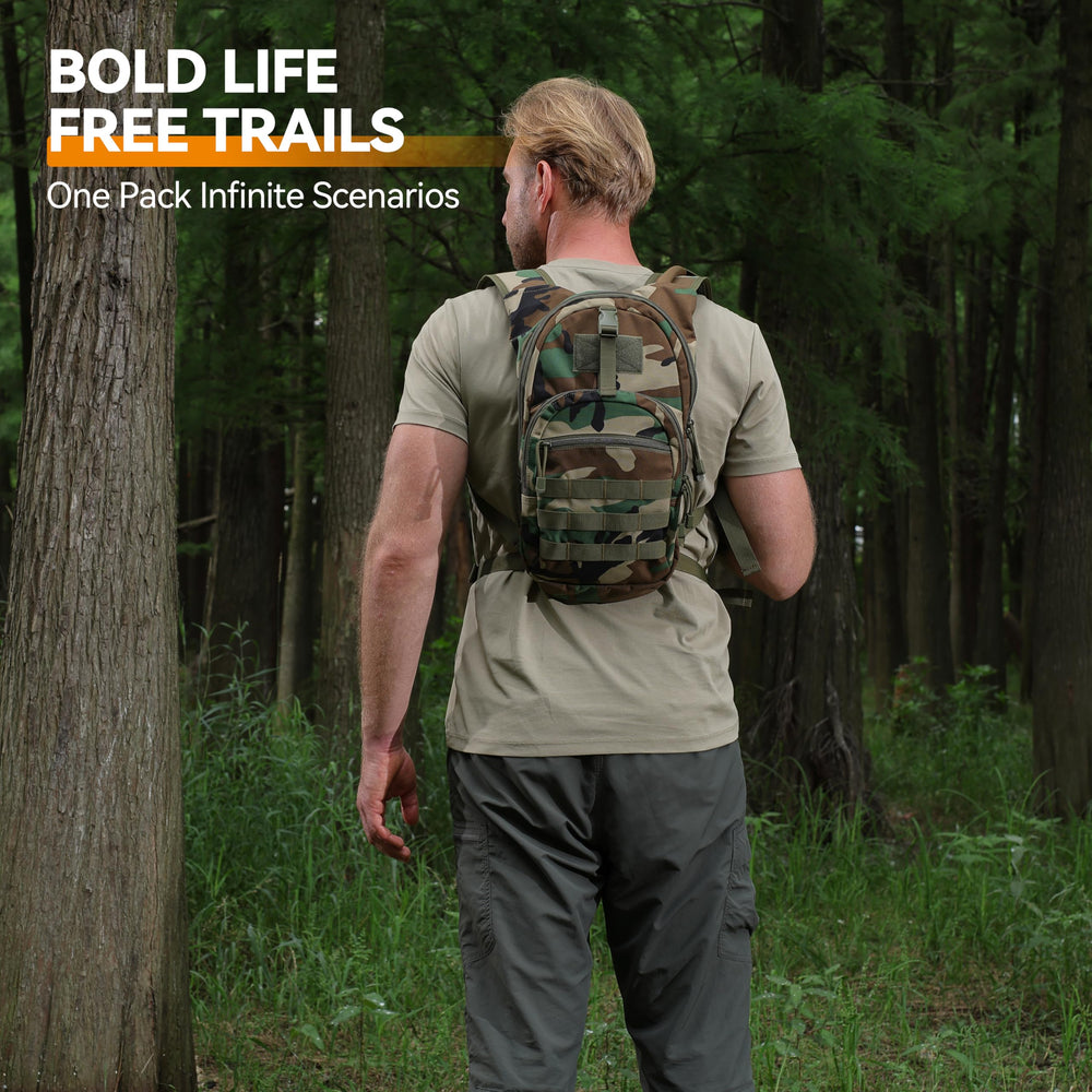 MARCHWAY open pack showing main sleeve, middle compartment, and pockets