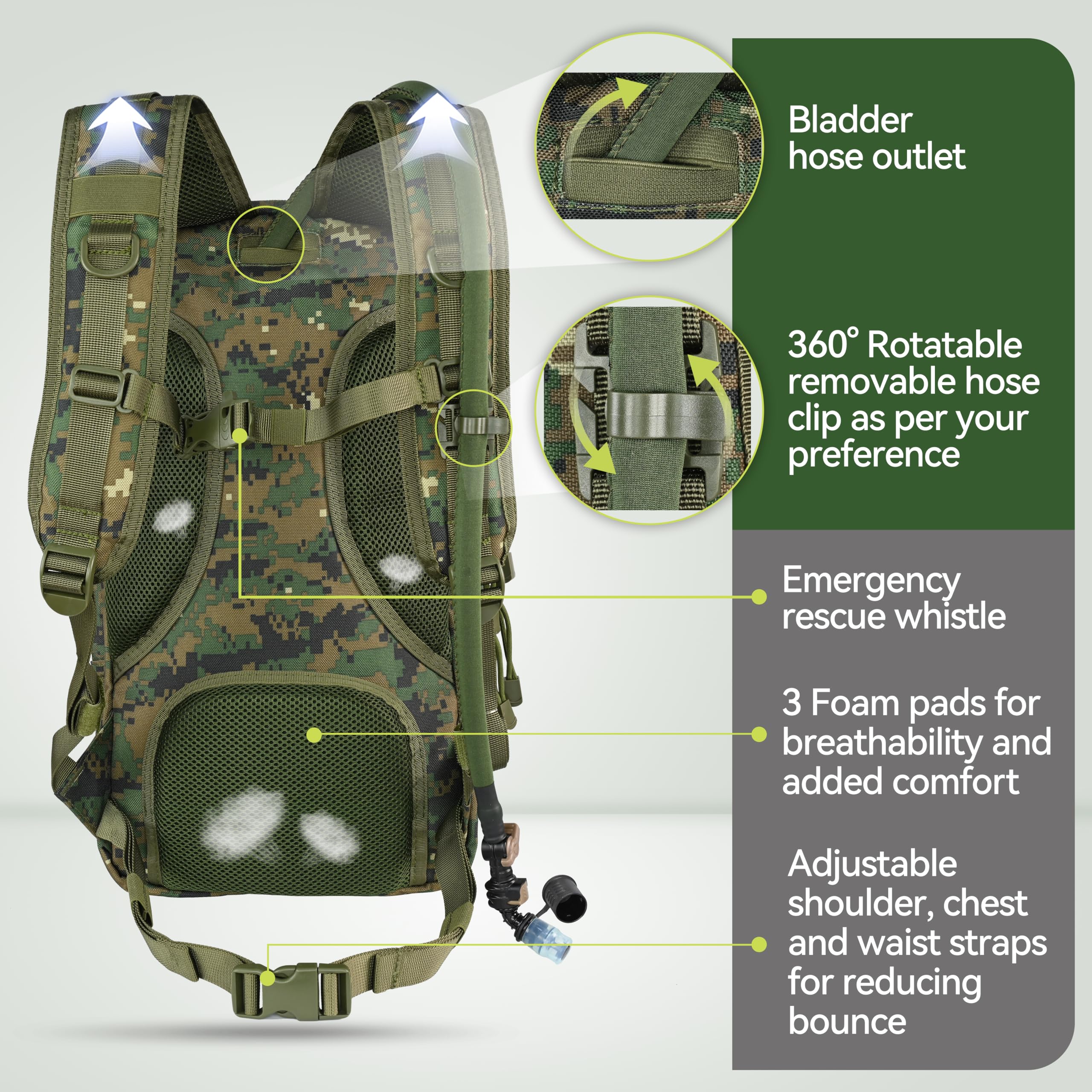 MARCHWAY padded shoulder straps and heavy-duty buckles for secure fit