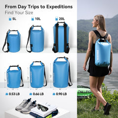 MARCHWAY lined-up sizes 5L to 40L showing capacity options for every trip benefit