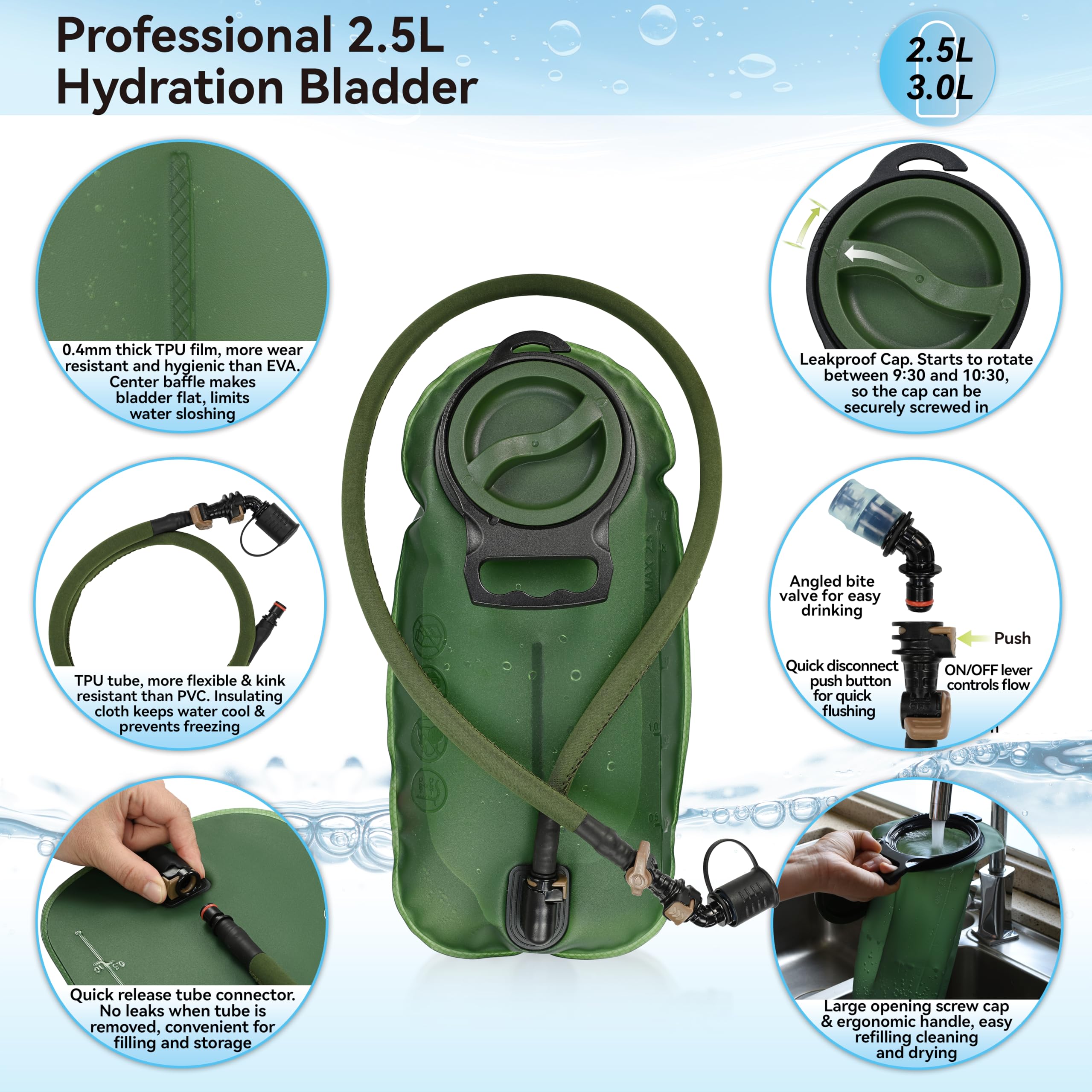 MARCHWAY adjustable shoulder and waist straps with heavy-duty buckles for secure, stable fit