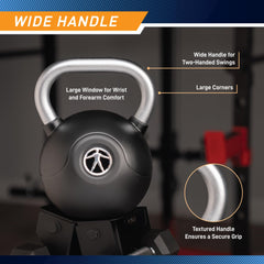 MARCY detail of flat base that stabilizes kettlebell and protects floors
