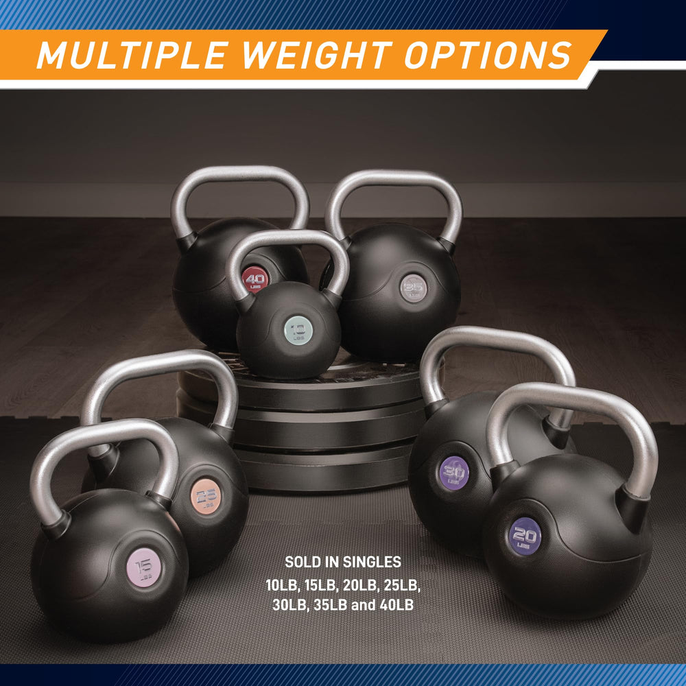 MARCY kettlebell on a home gym mat showing neat storage and easy accessibility