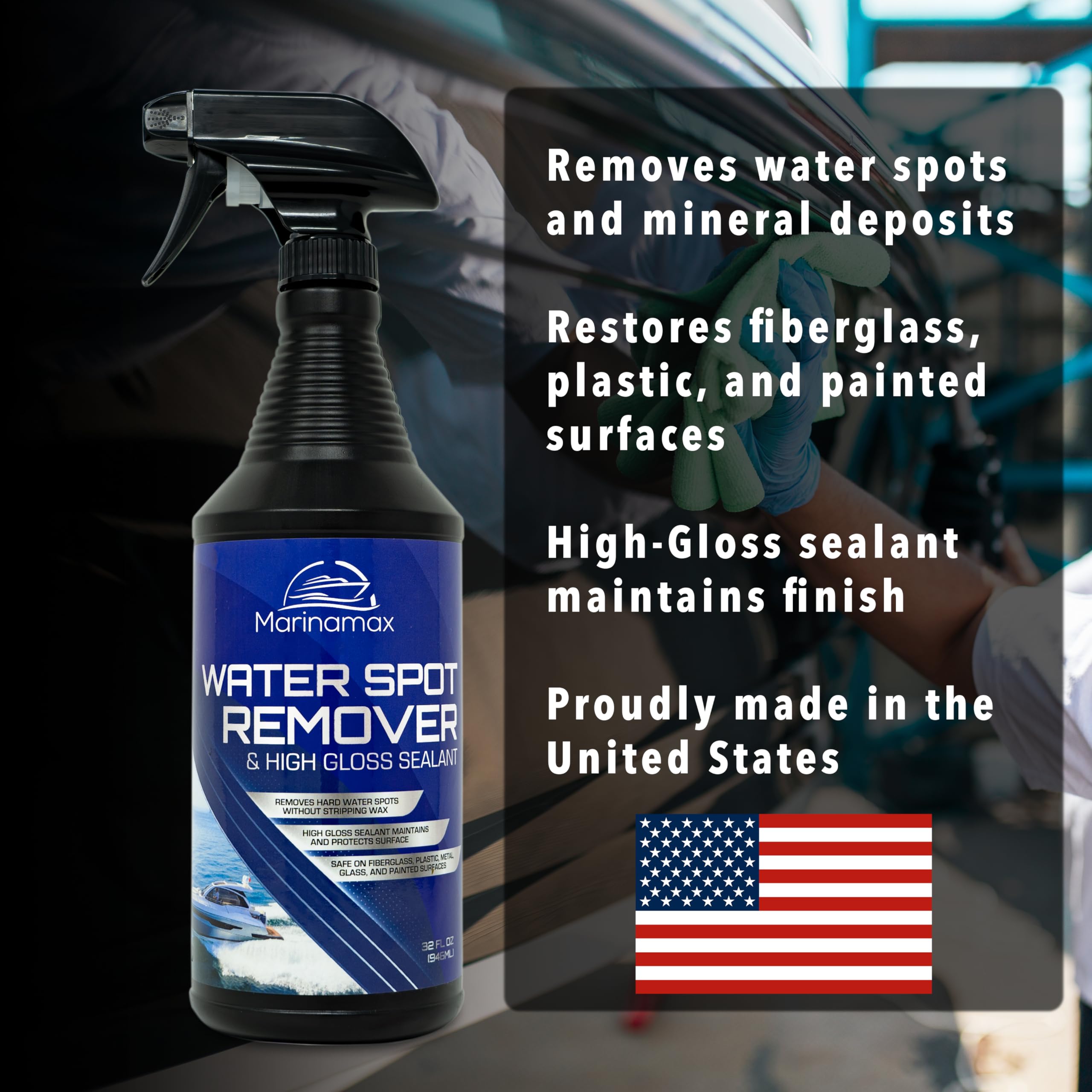 Marinamax on an automotive finish displaying improved shine and minimized fine scratches