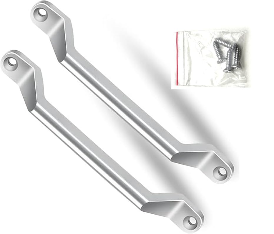 Marine Part Depot front view of two 8 inch stainless grab handles showing mounting bases and screws, durable support
