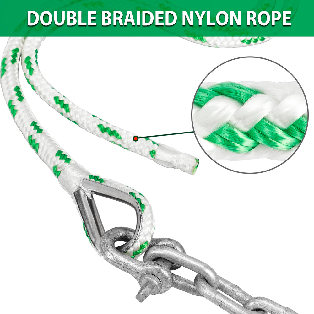 MARINE SYSTEM chain and shackles detail illustrating strong galvanized links for secure hold