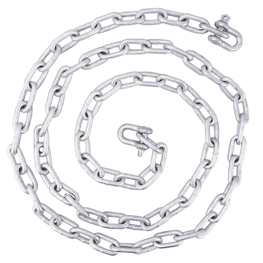 MARINE SYSTEM coiled galvanized anchor chain with shackle showing durable connection benefit