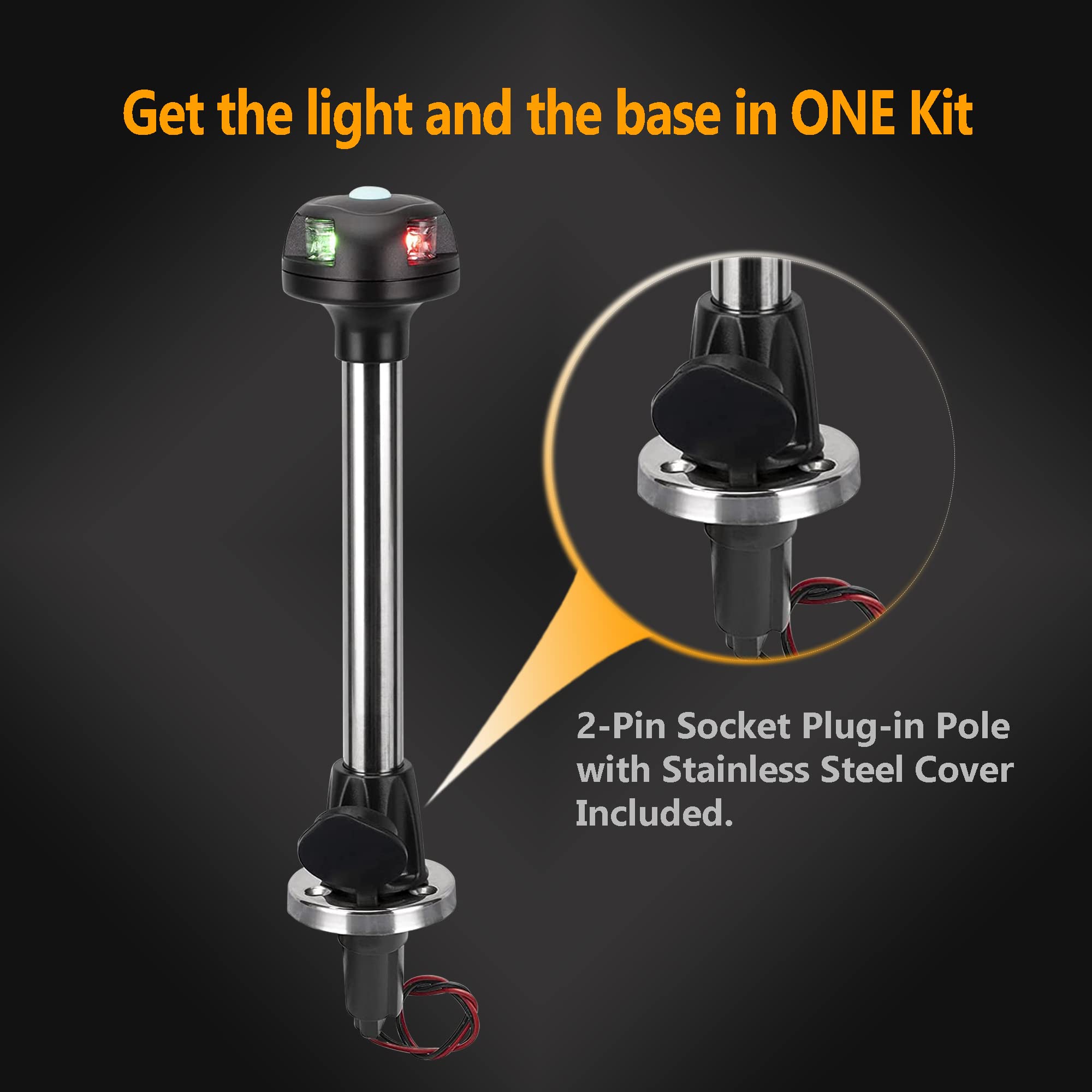 MARINE SYSTEM stainless steel socket cover on base, protects mounting from water