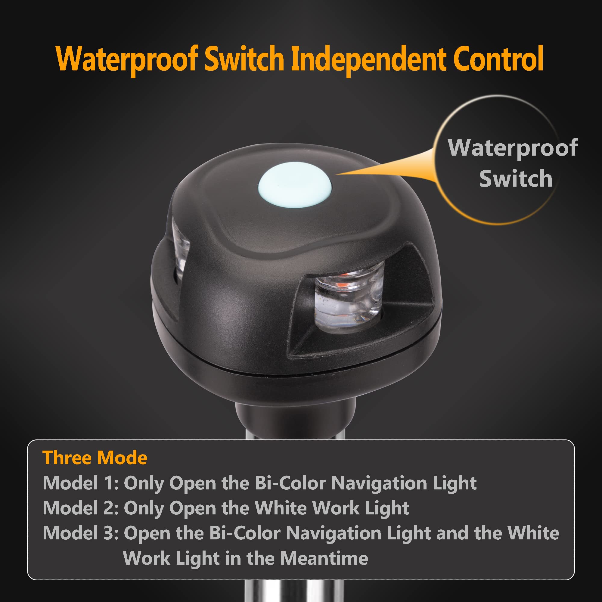 MARINE SYSTEM waterproof switch close detail, enables reliable mode selection