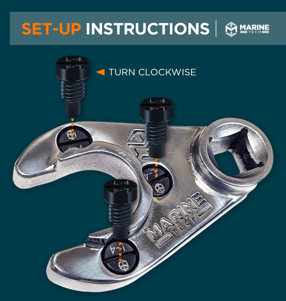 M Marine Tech Tools assembled wrench with spare pins laid out for quick maintenance