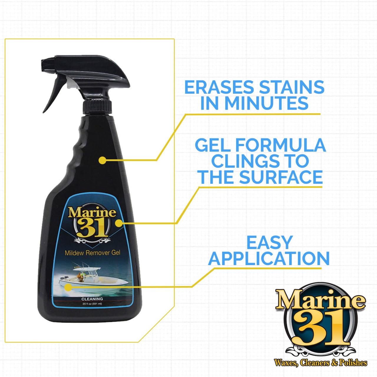 Marine 31 spray bottle close-up of nozzle and label for precise application and easy targeting