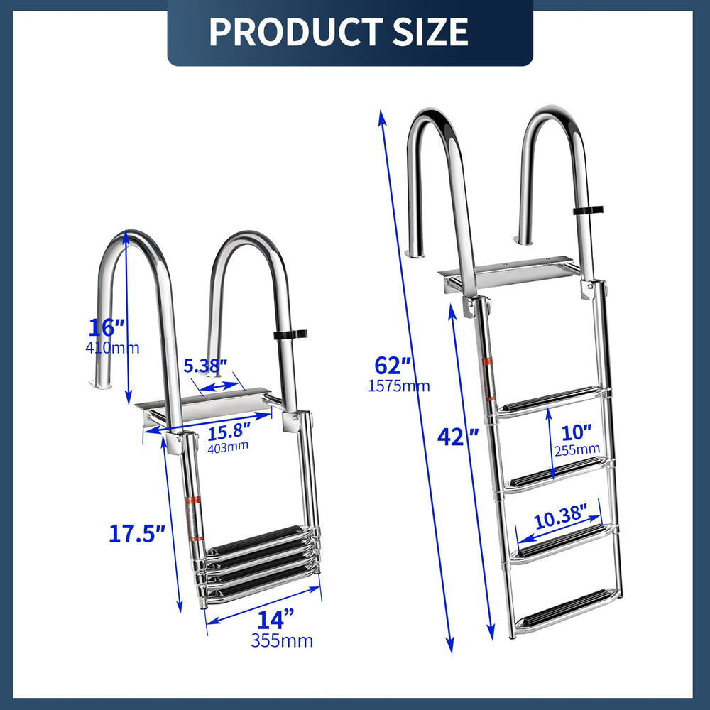 Marinebaby folded stowed position saving deck space and preventing noise