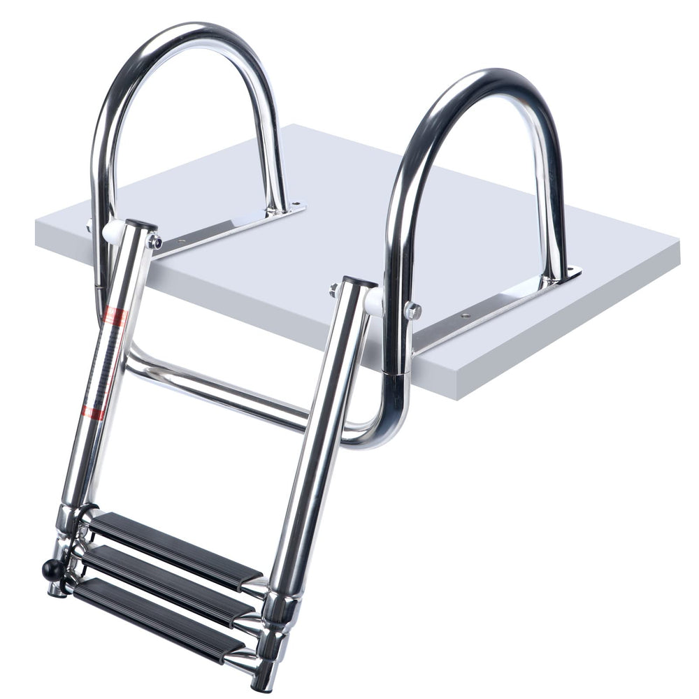 Marinebaby front view of ladder showing robust rear-entry design and stability