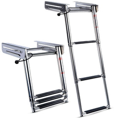 Marinebaby front view of under-platform ladder showing compact folding and easy access