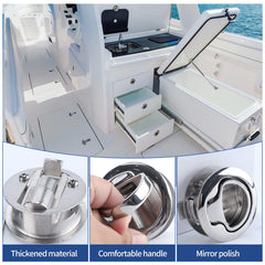 Marinebaby latch installed in hatch recessed flush to surface for snag-free operation