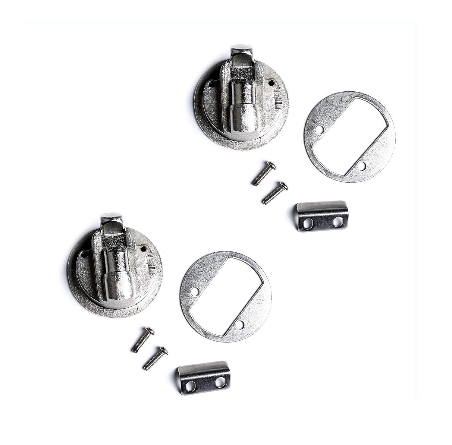 Marinebaby latch held in hand for scale demonstrating compact size and solid construction
