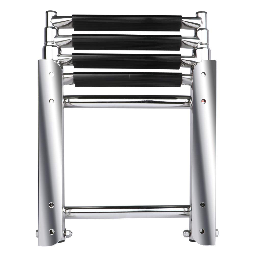 Marinebaby ladder next to ruler showing 16-inch folded compact length