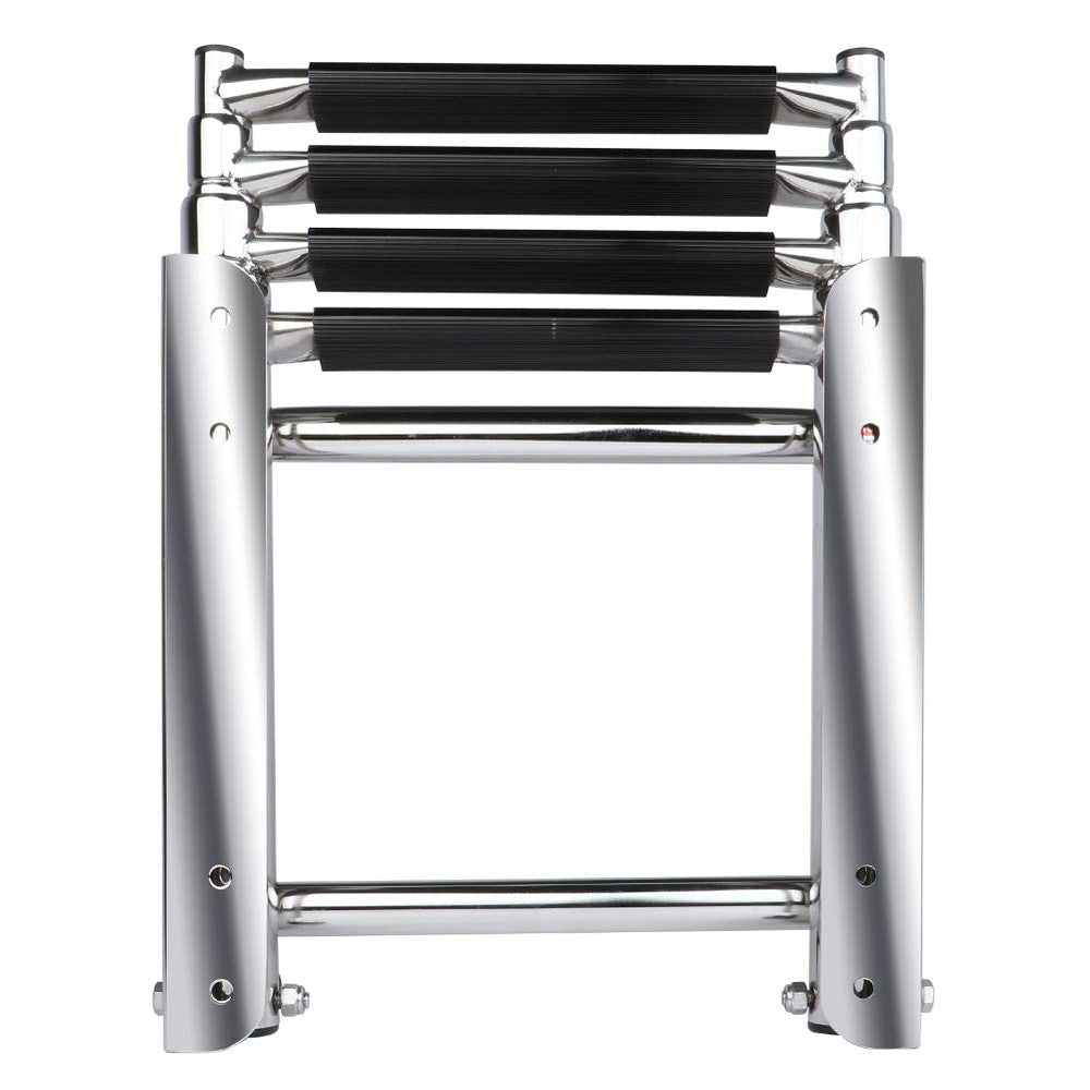 Marinebaby ladder next to ruler showing 16-inch folded compact length