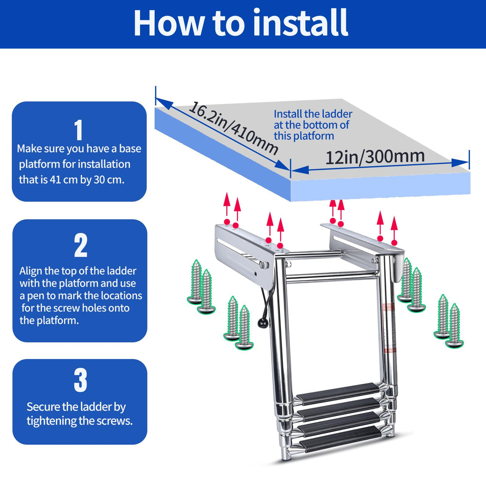 Marinebaby telescoping ladder extended to 45 inches for easy boarding reach