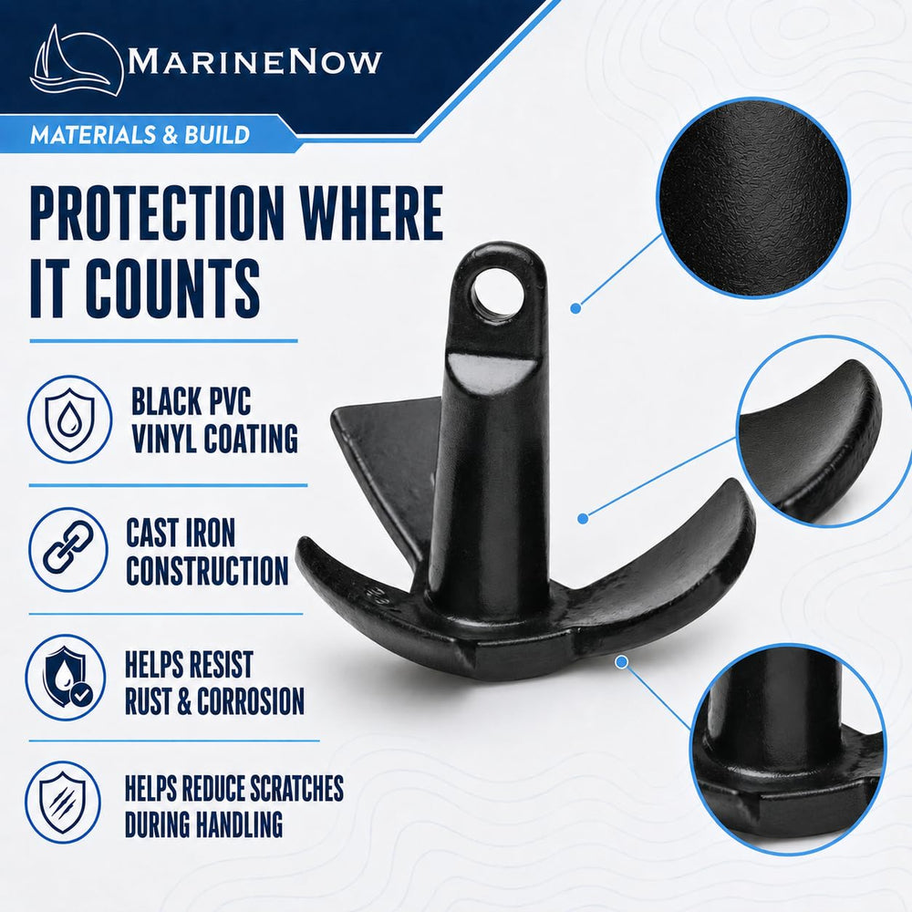 MarineNow 10 lb anchor deployed from a kayak providing stable positioning benefit