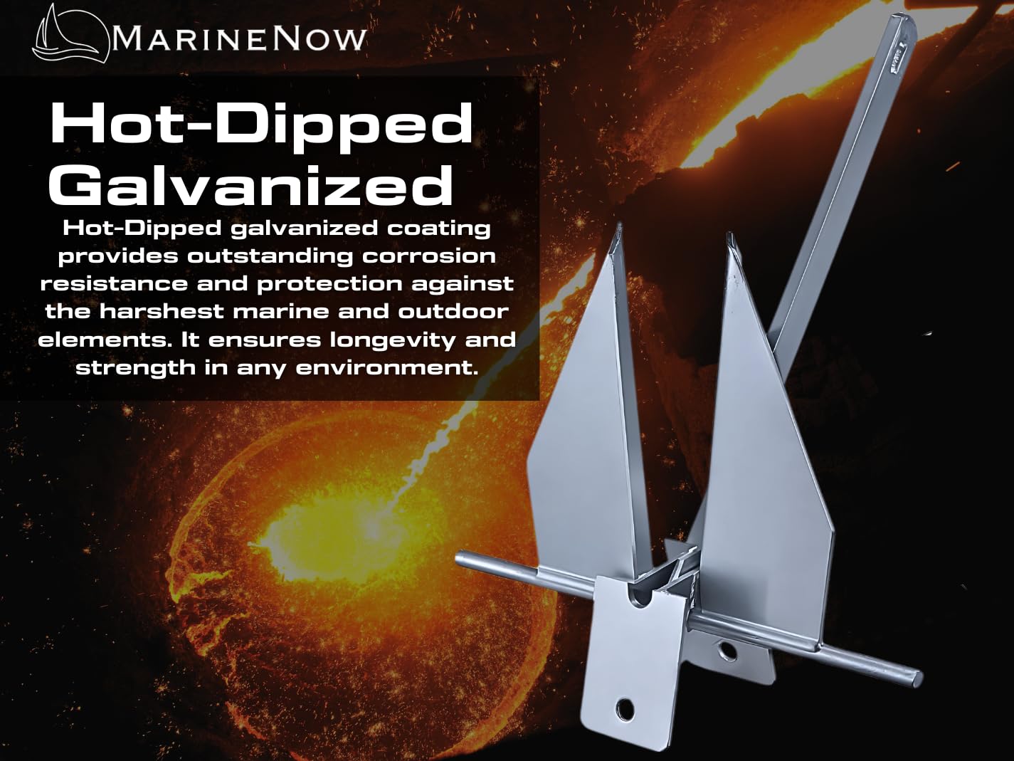 MarineNow galvanized chain and shackles detail highlighting secure connections