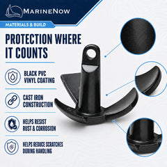 MarineNow anchor deployed from boat demonstrating steady hold in river