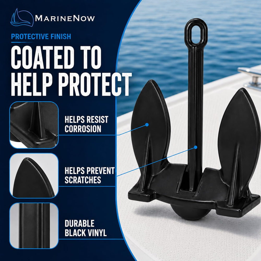 MarineNow anchor next to ruler for size and weight comparison on small boats