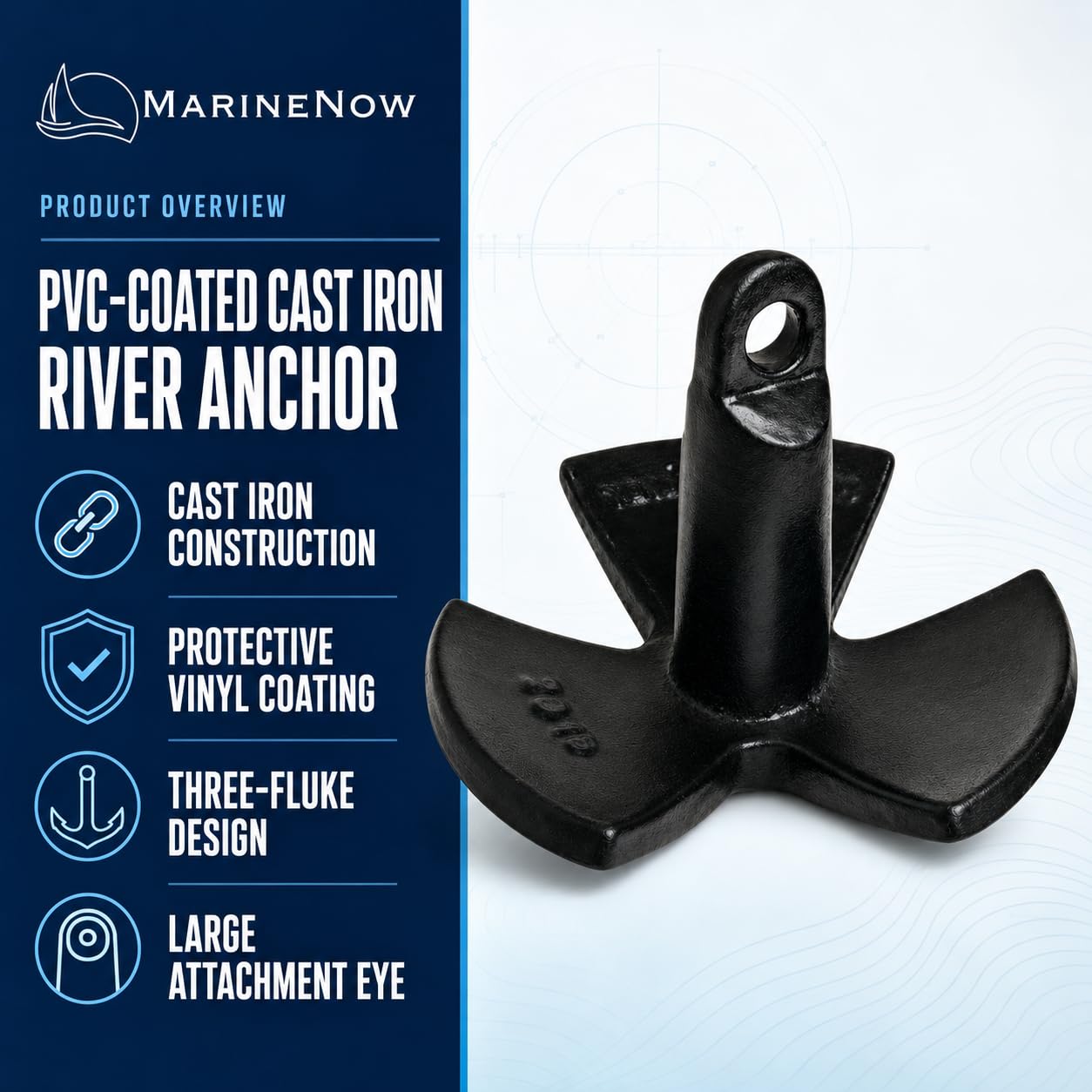 MarineNow detailed fluke showing multi-bottom grip for improved holding
