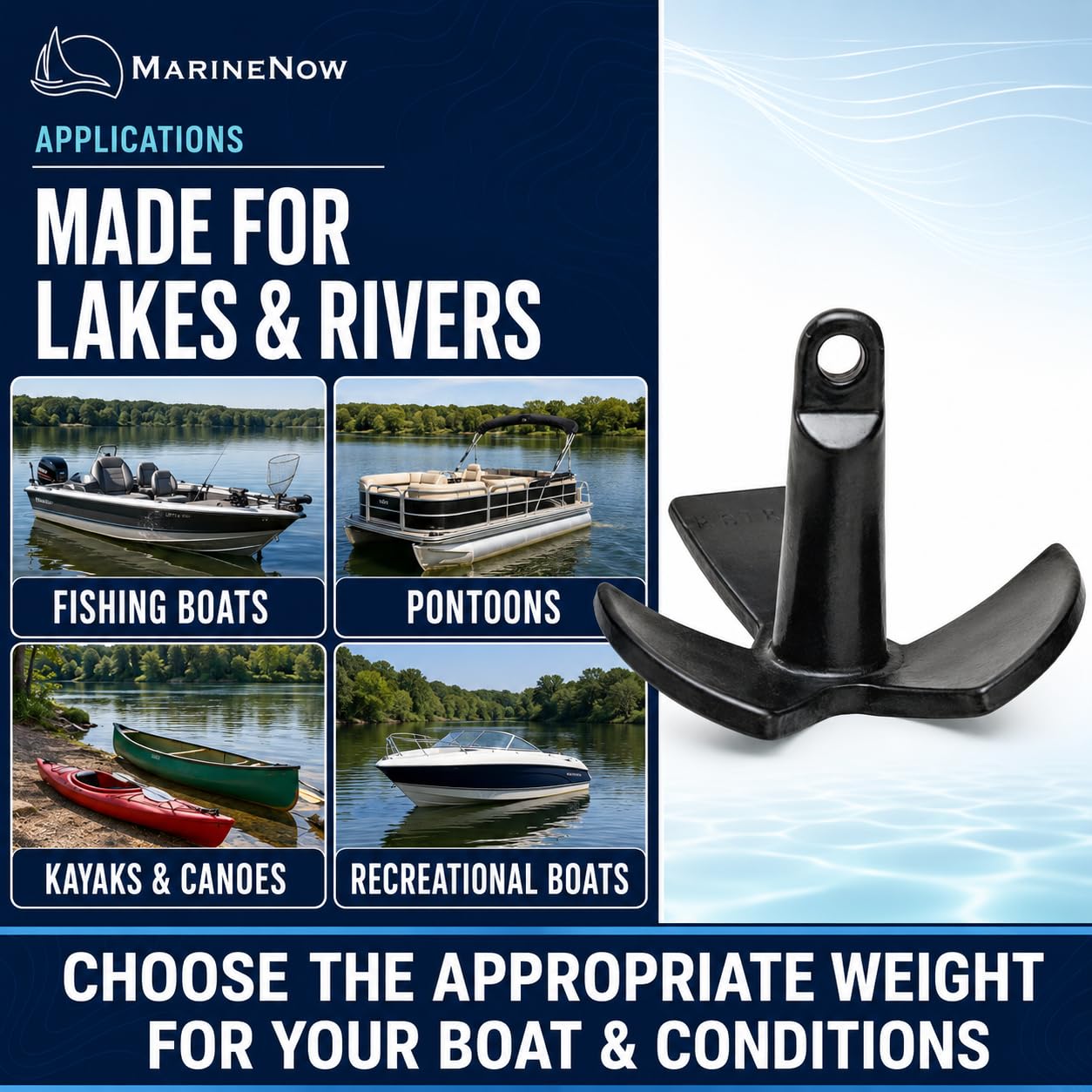 MarineNow anchor shank and eye with clean attachment for secure rode connection